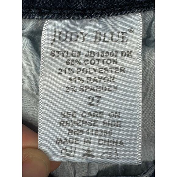 Judy Blue Women's Cuffed Button Fly Blue Stretch Denim Jeans - Size 27x3.5 - Picture 5 of 5